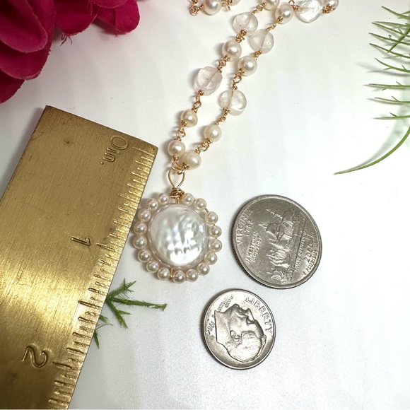 NEW⚜️Baroque Pearl Hand Wired Charm Necklace - Picture 7 of 7